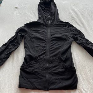 Black hooded lulu zip up